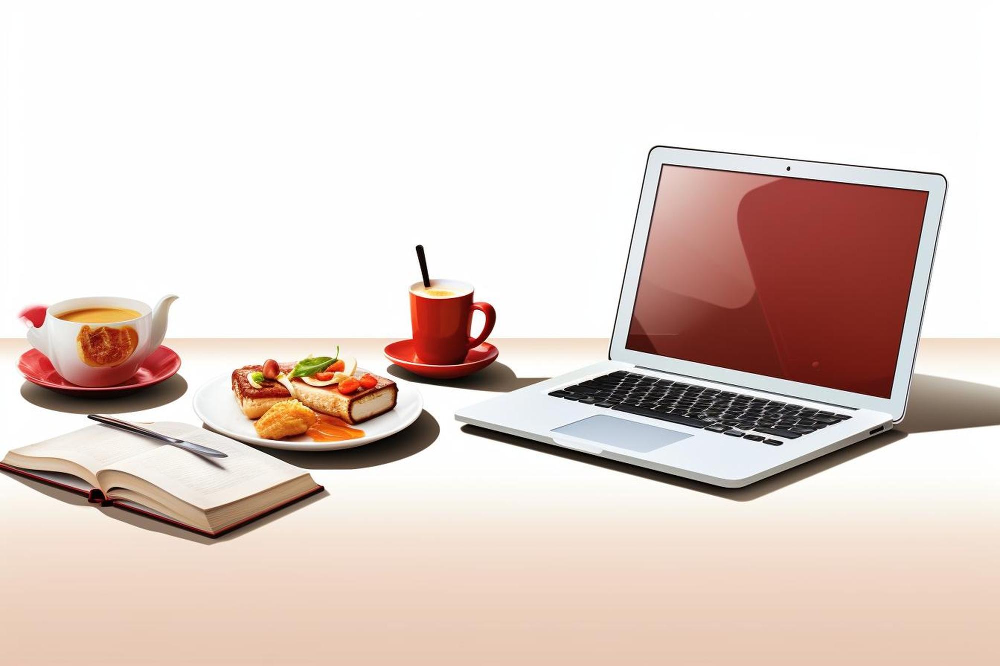 Contact desk and cookbook on table